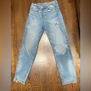 American Eagle Outfitters Light Blue High Rise Ripped Jeans